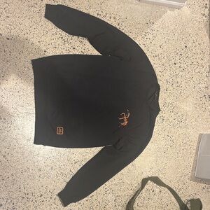 Hermes Black Crewneck Sweater with Orange Detail